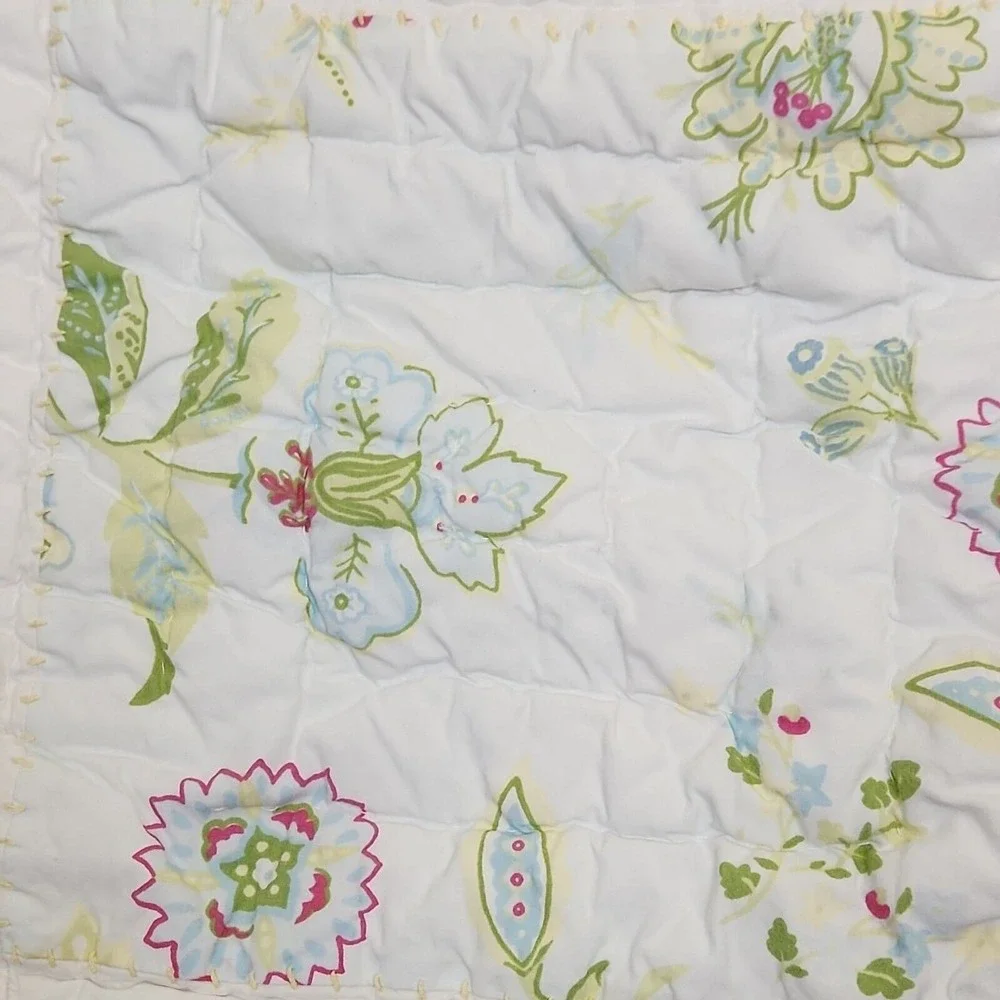 Pottery Barn Kids Floral Quilted Pillow Sham cottagecore Patchwork nursery 25x25